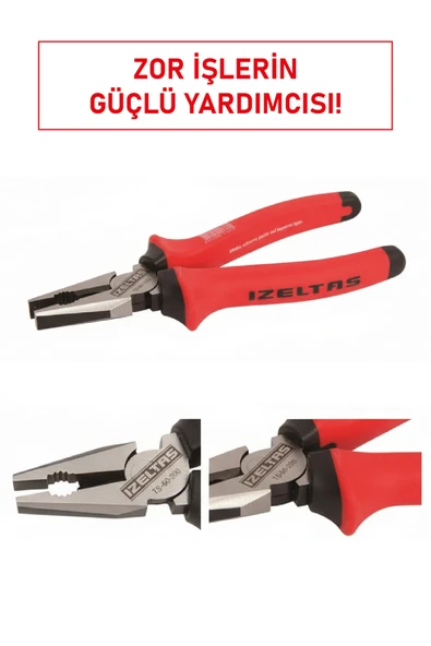 İzeltaş 3030 Kombine Pense Ağır Tip 200 mm | Özel Alaşımlı Çelik, Sertleştirilmiş Kesiciler ürün görseli 1