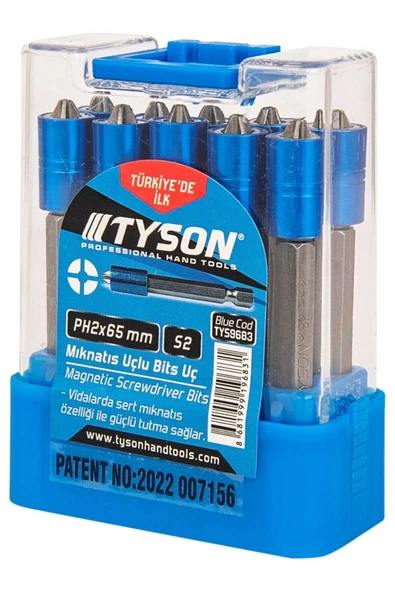 TYSON Mıknatıslı Matkap Ucu PH2x65mm S2 Çelik Mıknatıslı Bits Uç - 3 Adet ürün görseli 1