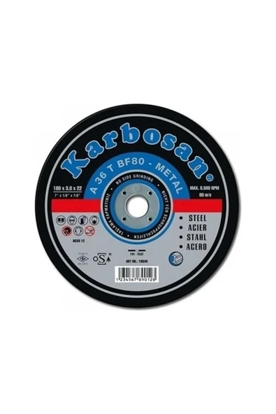 KARBOSAN 180x3.0 Metal Kesme Taşı 20 Adet ürün görseli 1