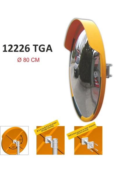 Evelux Trafik Güvenlik Aynası (ø80cm) Tümsek Ayna, Otopark Aynası Sarı-siyah 12226 Tga ürün görseli 1