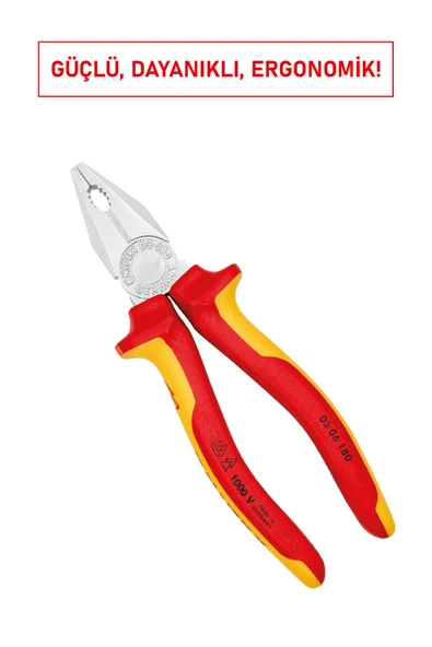Knipex 0306180 Kombine Pense | 180 mm, Özel Takım Çeliği, Yüksek Kesme Gücü, Ergonomik Saplı ürün görseli 1