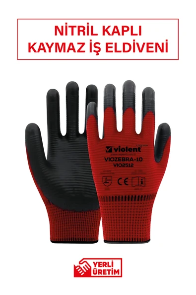 VİOLENT Vıozebra Nitril Eldiven Kırmızı Siyah No:10 2512 ( 1 Adet ) ürün görseli 1