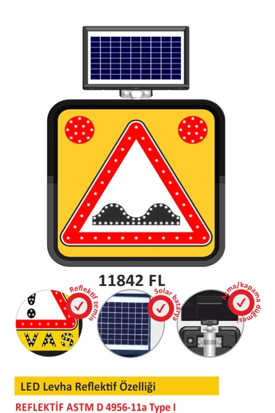 Evelux Solar Led'li Yol Bakım Levhası(60X60CM) - ürün görseli 1