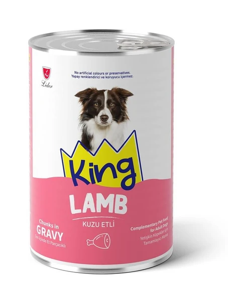 King Sos İçerisinde Et Parçacıklı Kuzu Etli Köpek Konservesi 400 Gr*20 ADET ürün görseli 1