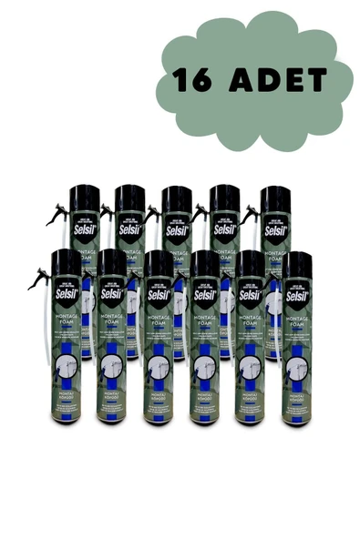 Selsil 16 Adet 600gr. 750ml Yüksek Mukavemetli Pipetli Sarı Montaj Köpüğü (1 KOLİ) ürün görseli 1