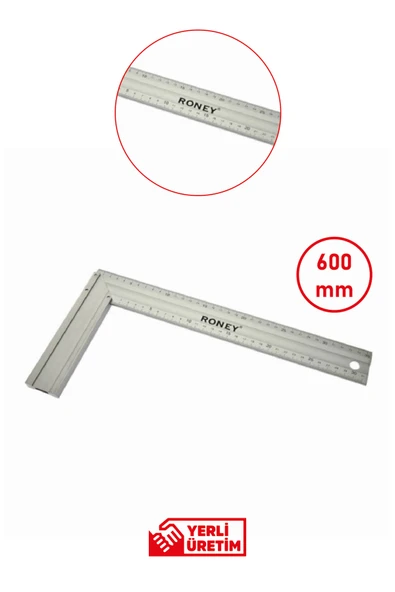 Roney Alüminyum Marangoz Gönye 600 mm – Hassas Ölçüm ve Hizalama Aleti ürün görseli 1