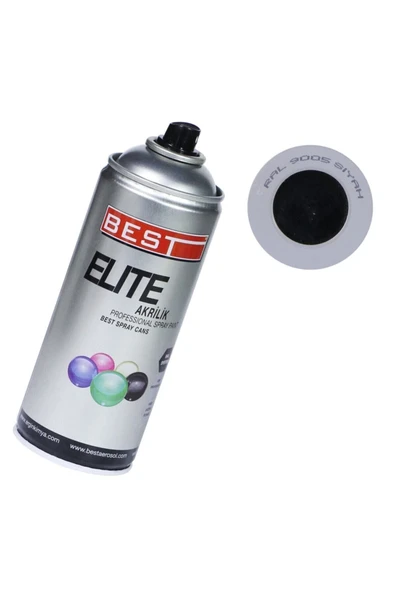 Best Elite Derin Siyah 9005 Akrilik Hızlı Kuruyan Profesyonel Sprey Boya 400 Ml ürün görseli 1