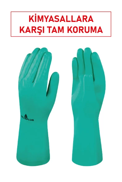Delta Plus Nitrex VE801 Kimyasal İş Eldiveni | PVC Kaplama, Pamuk Astar, Uzun Manşetli ürün görseli 1
