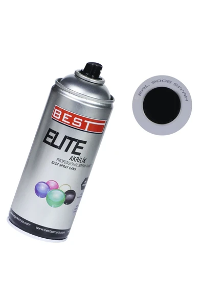 Best Elite Mat Siyah 9526-9005 Akrilik Hızlı Kuruyan Profesyonel Sprey Boya 400 Ml ürün görseli 1