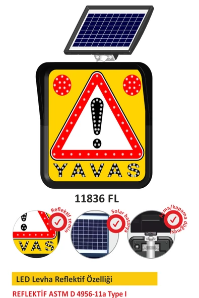 Evelux Solar Led'li Yol Bakım Levhası(60X60CM) - ürün görseli 1