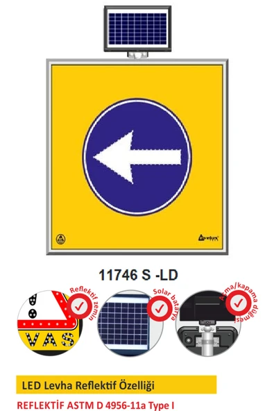 Evelux Solar Led'li Yol Bakımlevhası(100X100CM) - ürün görseli 1