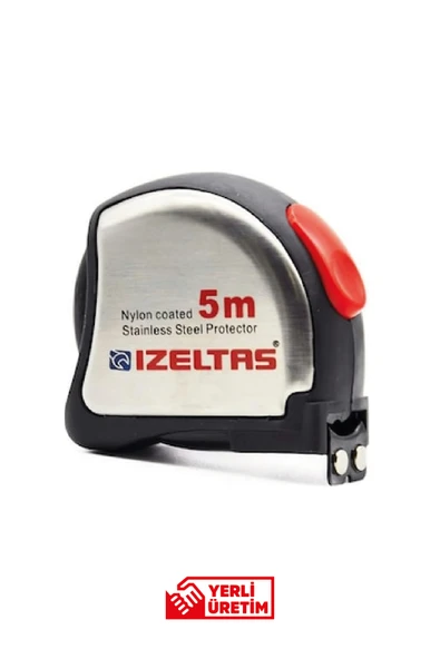İzeltaş Krom Şerit Metre 5 m | Metal Gövde, Kilitleme Tuşlu, Dayanıklı ve Hassas Ölçüm Aracı ürün görseli 1