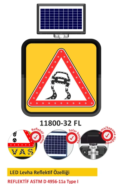 Evelux Solar Led'li Yol Bakım Levhası(60X60CM) - ürün görseli 1