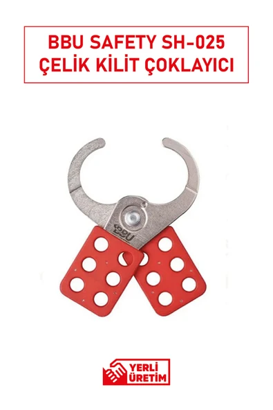 BBU Safety Equipment Safety SH-025 Çelik Kilit Çoklayıcı | 6 Kilitli Lockout Hasp – Paslanmaz ve İzole Güvenlik Sistemi ürün görseli 1