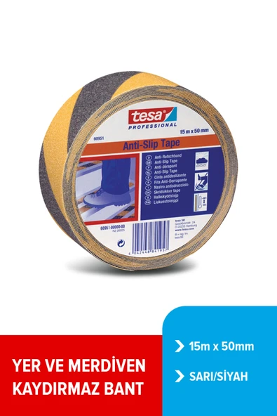 Tesa Kaydırmaz Bant, 15m:50mm, sarı-siyah ürün görseli 1