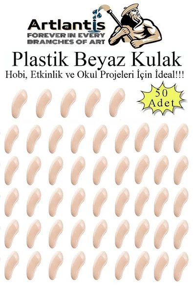Plastik Kulak Krem 50 li 1 Paket Hobi Etkinlik Okul Projeleri Okul Öncesi Anasınıfı Amigurumi Yüz Yapım Kulak ürün görseli 1