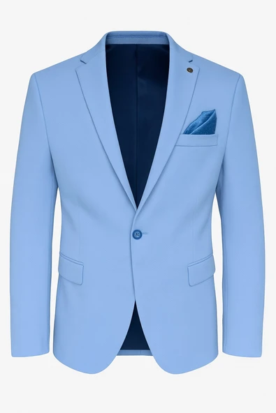 Açık Mavi Erkek İtalyan Kesim Tek Düğmeli Blazer Ceket – Günlük ve Şık Kombinler İçin ürün görseli 1