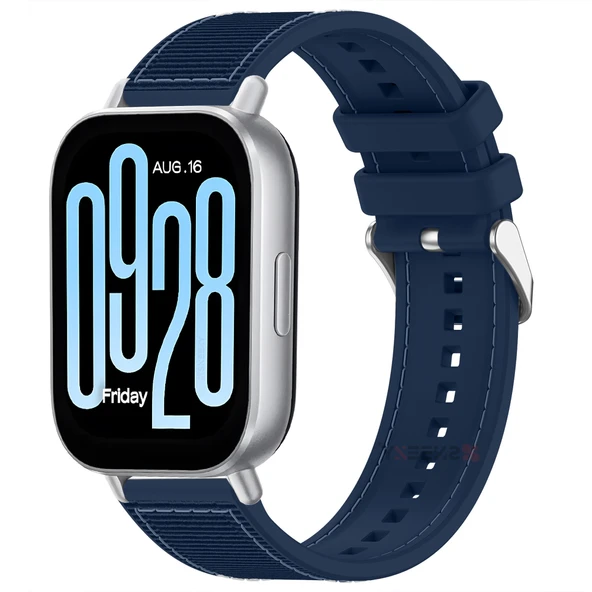 Redmi Watch 5 Active Redmi 5 Lite Uyumlu Kordon Dikiş Desenli Dokuma Silikon Kordon  Lacivert ürün görseli 1