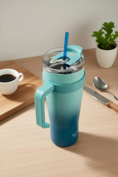 Bambum Horizon - Pipetli Termos Bardak Lacivert 1000ml ürün görseli 1