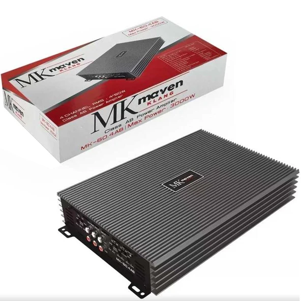 Mk Maven Klang Mk-60 4 Ab 4 Kanal 60 Rms 3000 Watt Ab Sınıf Güç Oto Araç Anfi Ses Sistemi Amfi Amplifikatörü ürün görseli 1