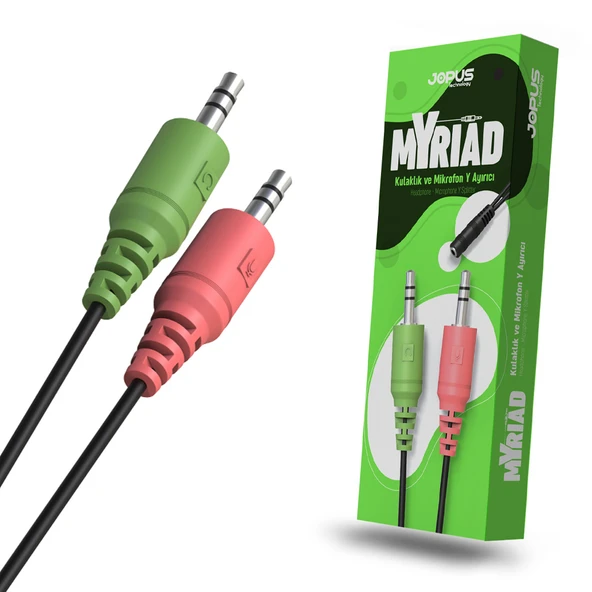 Jopus  3.5mm Myriad Mikrofon Kulaklık Ayirici Y Kablo AUX Kablosu JO-AC01 ürün görseli 1