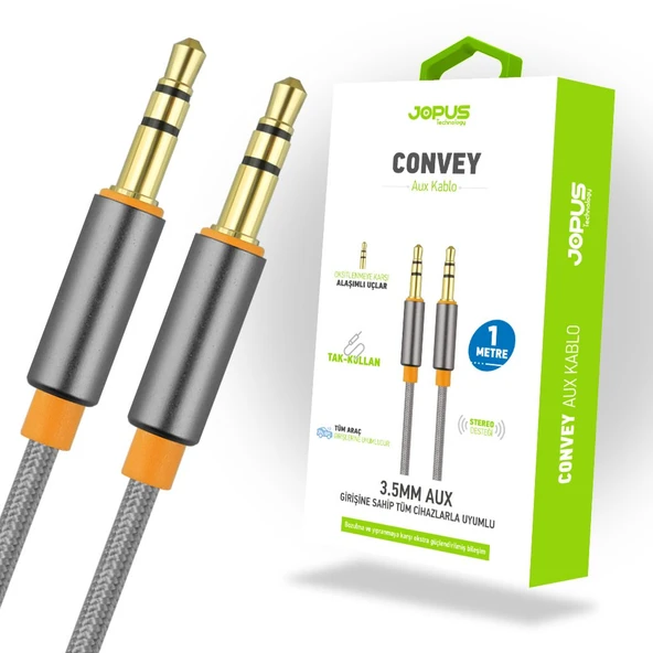 Jopus AUX Kablosu Universal 3.5mm JA-05 Convey 1 Metre ürün görseli 1