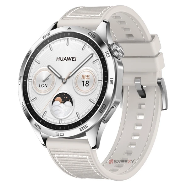 Sneezy Huawei Watch GT5 46mm İle Uyumlu 22mm Dikiş Desenli Dokuma Silikon Kordon  Starlight ürün görseli 1