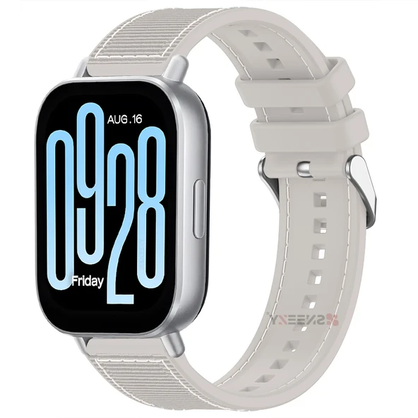 Redmi Watch 5 Active Redmi 5 Lite Uyumlu Kordon Dikiş Desenli Dokuma Silikon Kordon  Starlight ürün görseli 1