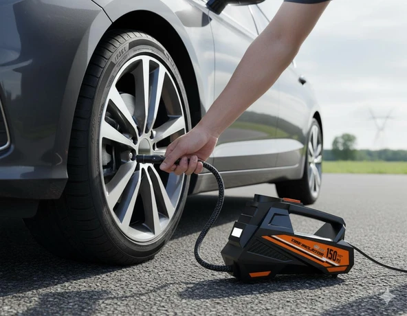 Premium Dijital hava kompresörü(Çakmaklık) 150 PSI Ayarlanabilir basınç ve Aydınlatma ürün görseli 1