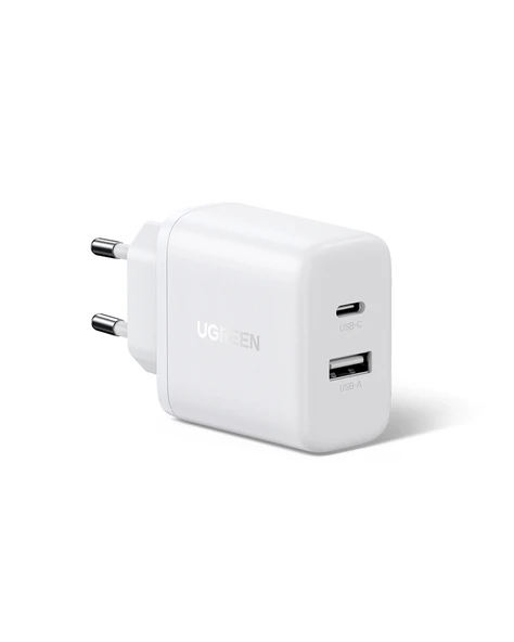 UGREEN 20W 2 Portlu Hızlı Şarj Cihazı, 1xUSB-A, 1xUSB-C, Beyaz, 45310 ürün görseli 1