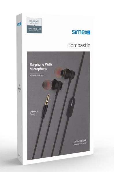 Simex 3,5mm Silikonlu Mikrofonlu Kulaklık Universal SPD-04 Bombastic ürün görseli 1