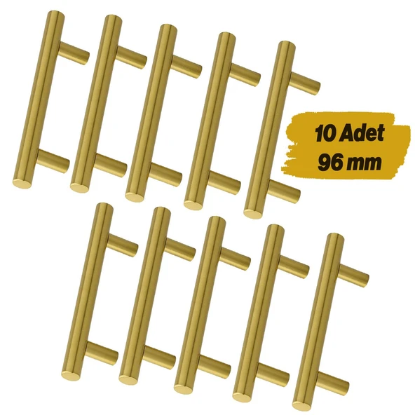 Mobilya Mutfak Çekmece Dolap Dolabı Kulbu Kulpu Kulpları (96 mm - 9.6 cm) Gold Altın (10 Adet) Metal ürün görseli 1
