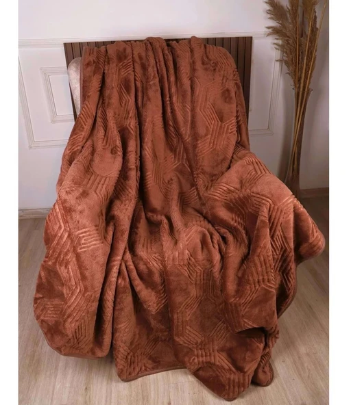 Özdilek Trendy Embos Tek Kişilik Battaniye(155x220)-Art Deco Cameo Brown ürün görseli 1