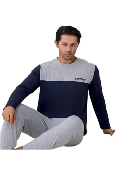 The Vento Uzun Kollu Süprem Kumaş Erkek Pijama Takımı M–2XL ürün görseli 1