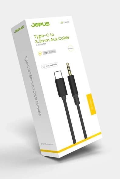 Jopus İphone Android Uyumlu Type-C To 3.5mm Aux Kablo Tak Çalıştır Aux Siyah 1 Metre - Resim 3