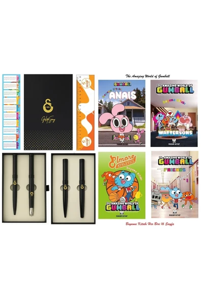 Premium Dolmakalem ve Tükenmez Kalem 2'Li Set+Lisanslı Gumball Boyama Kitabı 4 Adet 16Sy ürün görseli 1