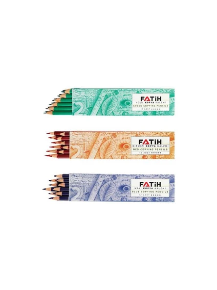Fatih Kırmızı 12'li - Yeşil 12'li - Mavi 12'li Kopya Kalemi ürün görseli 1