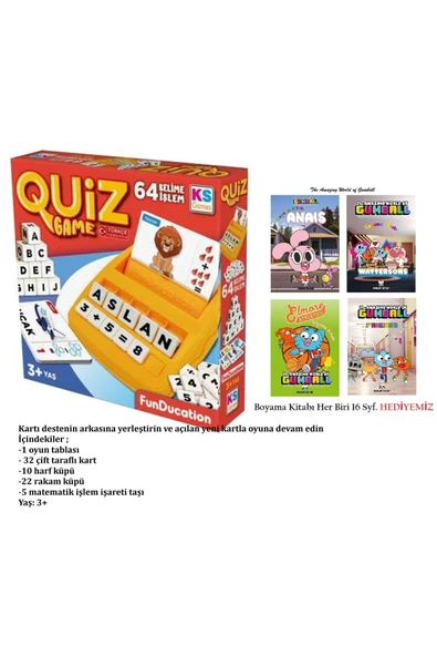 Quiz Game ve The Gumball Lisanslı 4 Adet Boyama Kitabı 16 Syf'lık ürün görseli 1