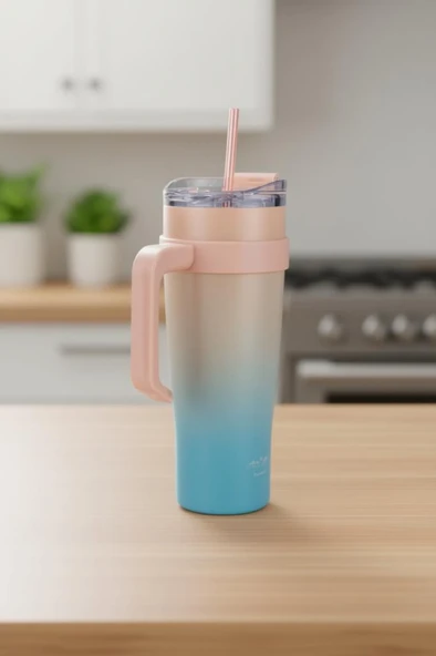 Bambum Horizon - Pipetli Termos Bardak Turkuaz 1000ml ürün görseli 1