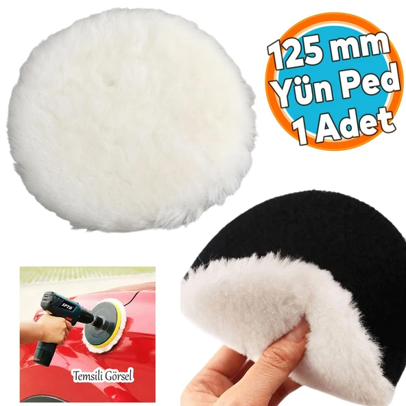 ( 3 Adet ) Koyun Postu Pedi Ø 125 mm Pasta Cila Polisaj Süngeri Cırt Tabanlı Kuzu Postu Yünü Keçesi Parlatma ürün görseli 1