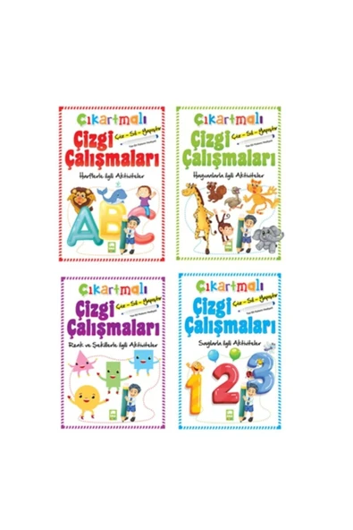 Çıkartmalı Çizgi Çalışmaları Aktivite Kitabı ( 4'lü Set ) ürün görseli 1