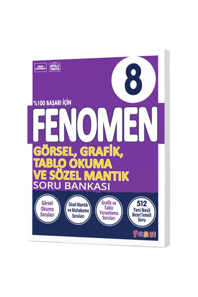 FENOMEN YAYINLARI 8.Sınıf Görsel, Grafik, Tablo Okuma ve Sözel Mantık Soru Bankası ürün görseli 1