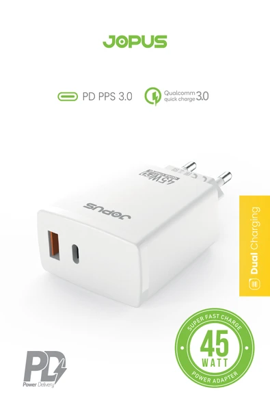 Forza USB / PD Çıkışlı QC 3.0A 45W Hızlı Şarj Cihazı Jopus JO-S06 ürün görseli 1