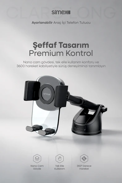 Ultra Stabil Vakumlu Araç İçi Telefon Tutucu 360° Dönebilen Ayarlanabilir Vantuzlu Araba Standlı ürün görseli 1