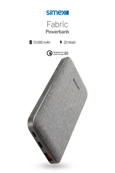 Simex 22,5W/PD 10000mAh Hızlı Şarj Power Bank S-37 Fabric ürün görseli 1
