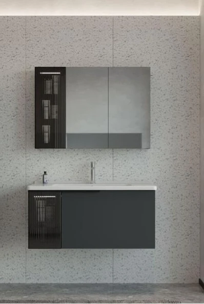 Orka Pure 80 cm Mat Antrasit Banyo Dolabı Takımı ürün görseli 1