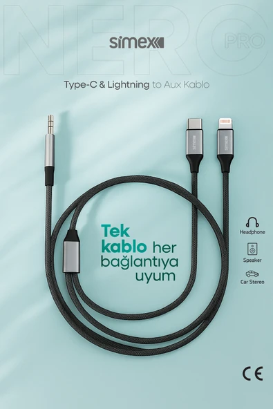 Simex 2in1 DAC SA-03 AuxPro Kumaş AUX Kablosu ürün görseli 1