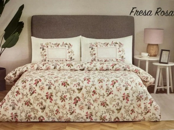 Özdilek Nev Fresa Rosa Beyaz Çift Kişilik Nevresim Takımı ürün görseli 1