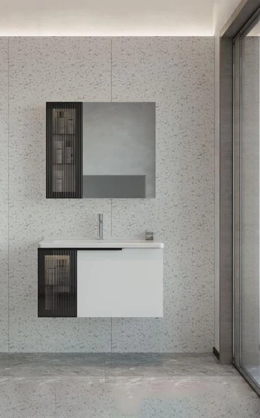 Orka Pure 100 cm Mat Beyaz Banyo Dolabı Takımı ürün görseli 1