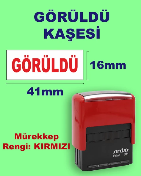 Görüldü Kaşesi, 911 (41mmx16mm) Kırmızı Keçeli Otomatik Kaşe ürün görseli 1